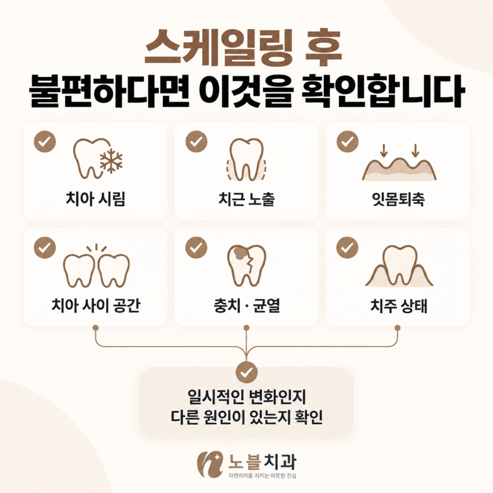 스케일링 후라는 이유만으로 모든 통증을 같게 보지는 않습니다.