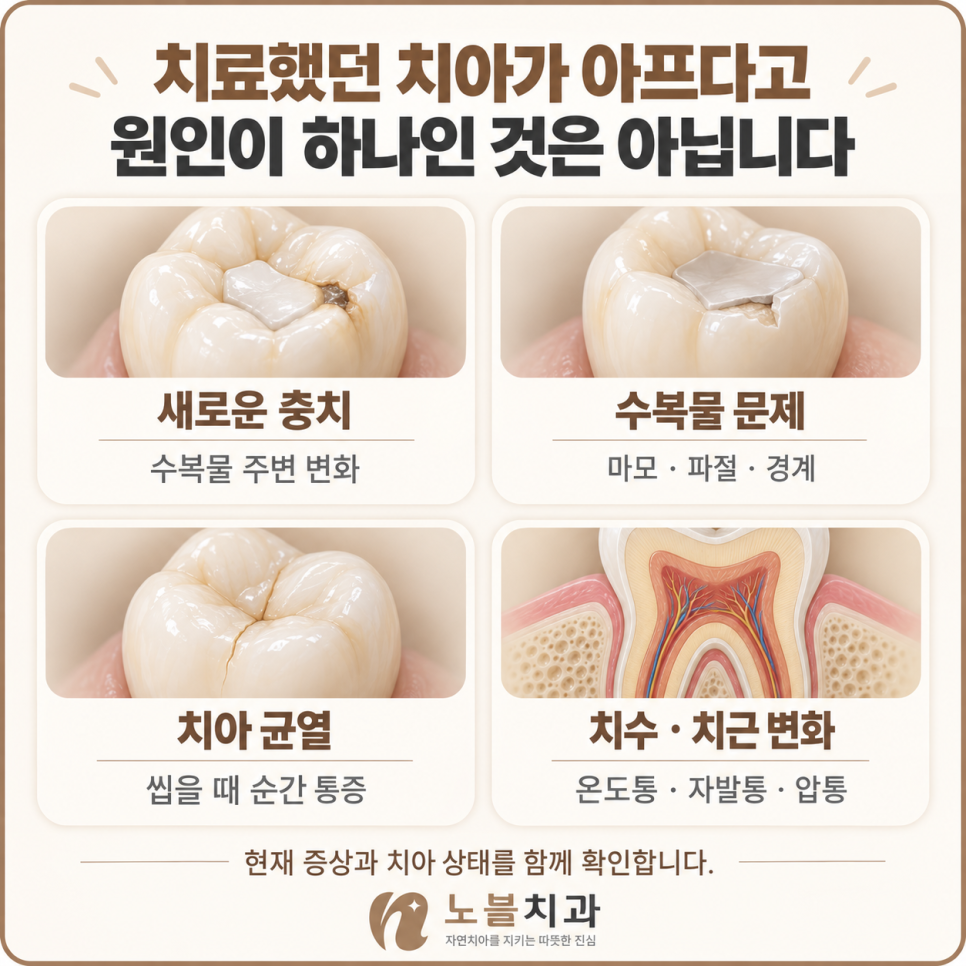 현재 증상과 치아 상태를 함께 확인합니다.